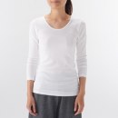따뜻한 코튼 울 스무스 · U넥 8부소매 티셔츠 · 여성