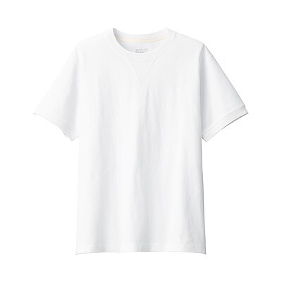 WHITE([무인양품]  남성 태번수 저지 가젯 티셔츠 (오버핏 반팔))