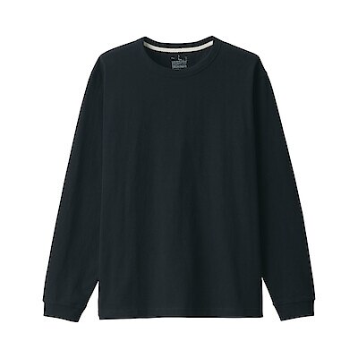 BLACK([무인양품]  남성 워싱 태번수 크루넥 긴소매 티셔츠 (오버핏 긴팔))