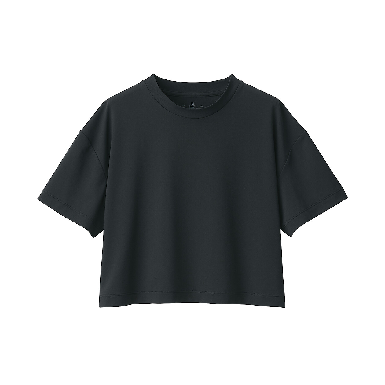 BLACK([무인양품]  여성 UV 컷 흡한속건 반소매 쇼트 티셔츠 (오버핏 반팔))