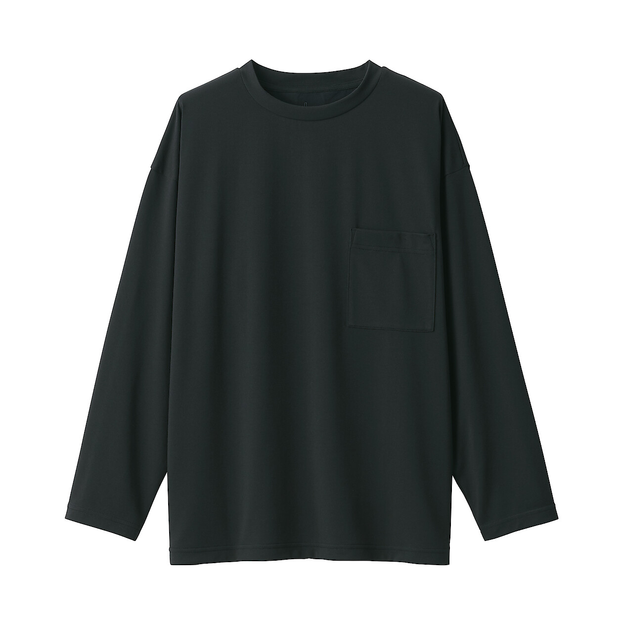 BLACK([무인양품]  남녀공용 오염이 쉽게 지워지는 흡한속건 긴소매 티셔츠 (오버핏 반팔))