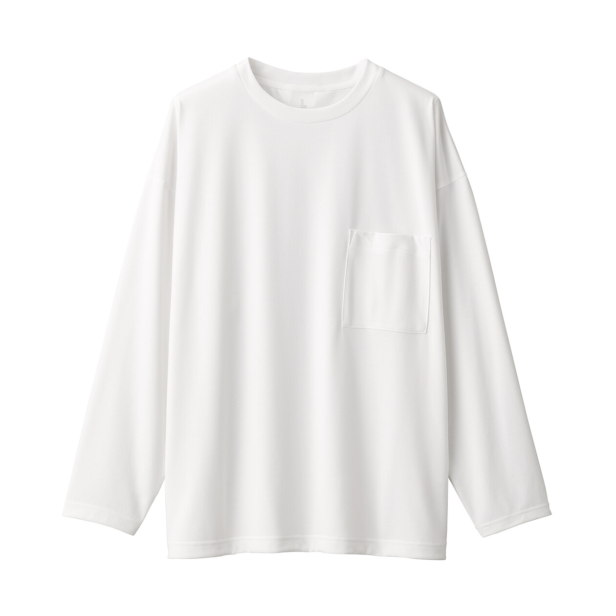 OFF WHITE([무인양품]  남녀공용 오염이 쉽게 지워지는 흡한속건 긴소매 티셔츠 (오버핏 반팔))