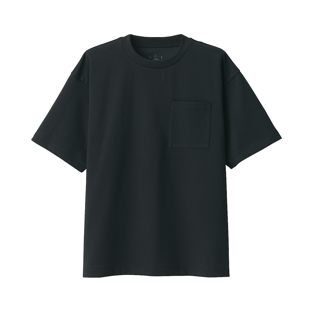 BLACK([무인양품]  남성 시원한 UV 컷 와이드 반소매 티셔츠 (오버핏 반팔))