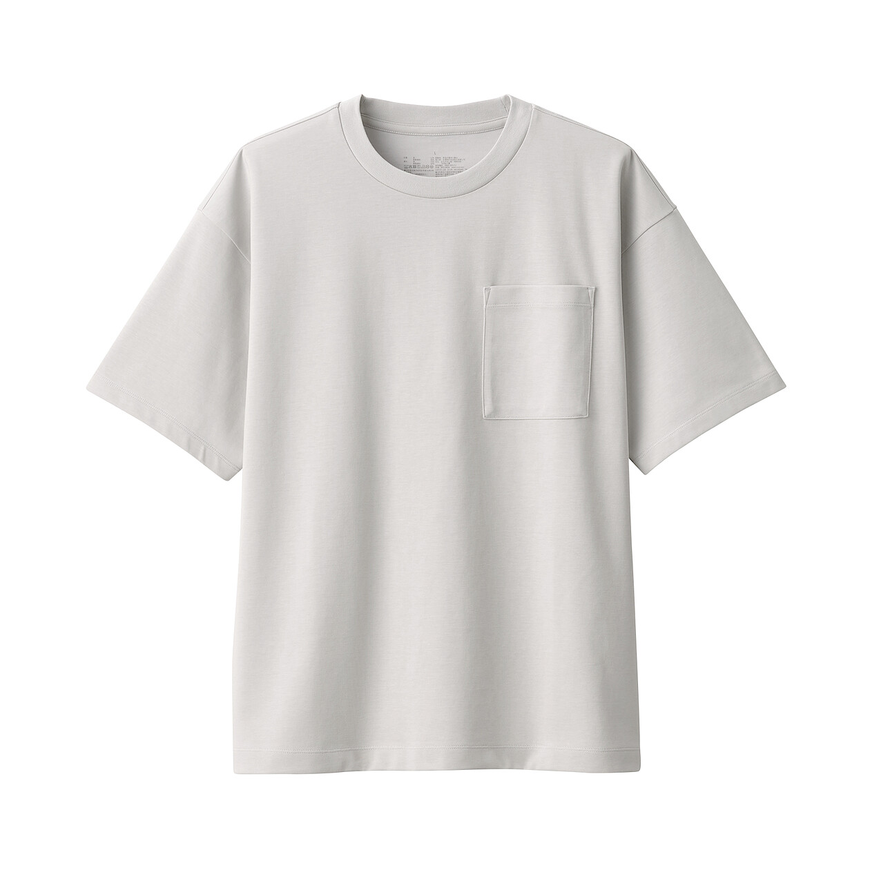 LIGHT GRAY([무인양품]  남성 시원한 UV 컷 와이드 반소매 티셔츠 (오버핏 반팔))