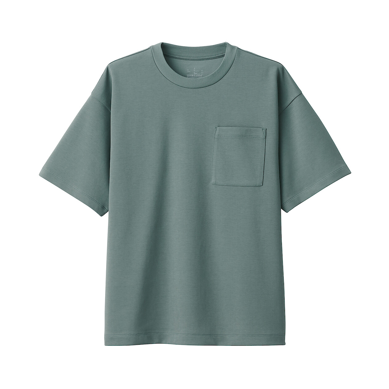 SMOKY GREEN([무인양품]  남성 시원한 UV 컷 와이드 반소매 티셔츠 (오버핏 반팔))